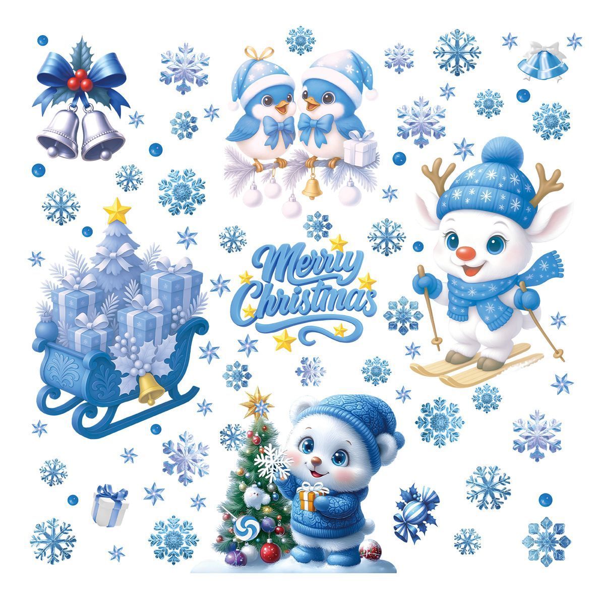 4 Styles Christmas Window Stickers Pack-02