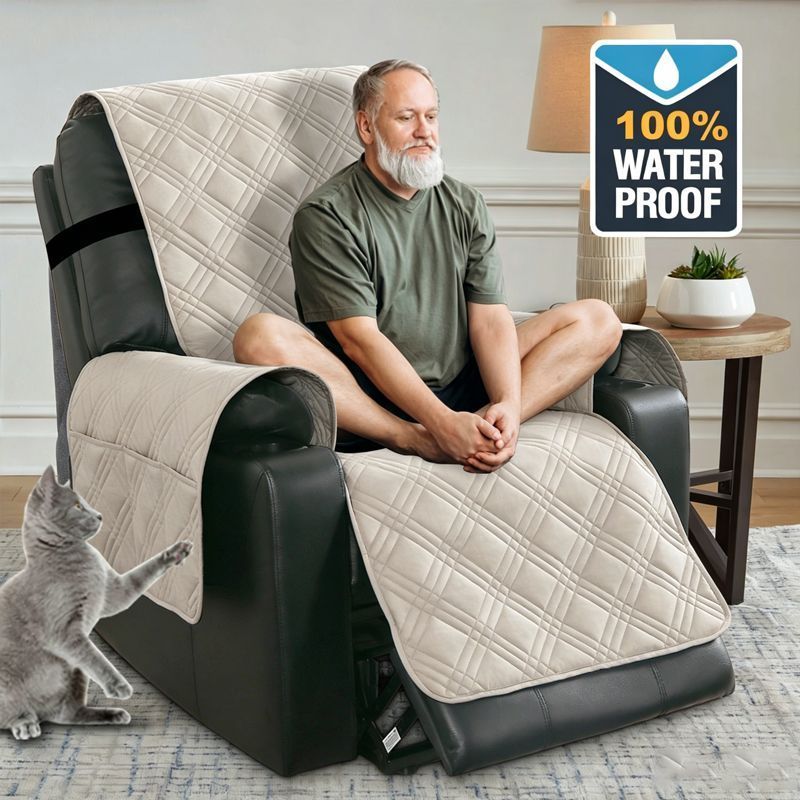 Electric Recliner Sofa Cover - Grey Brown