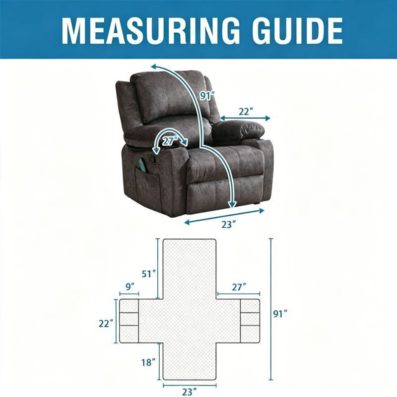 Electric Recliner Sofa Cover - Black