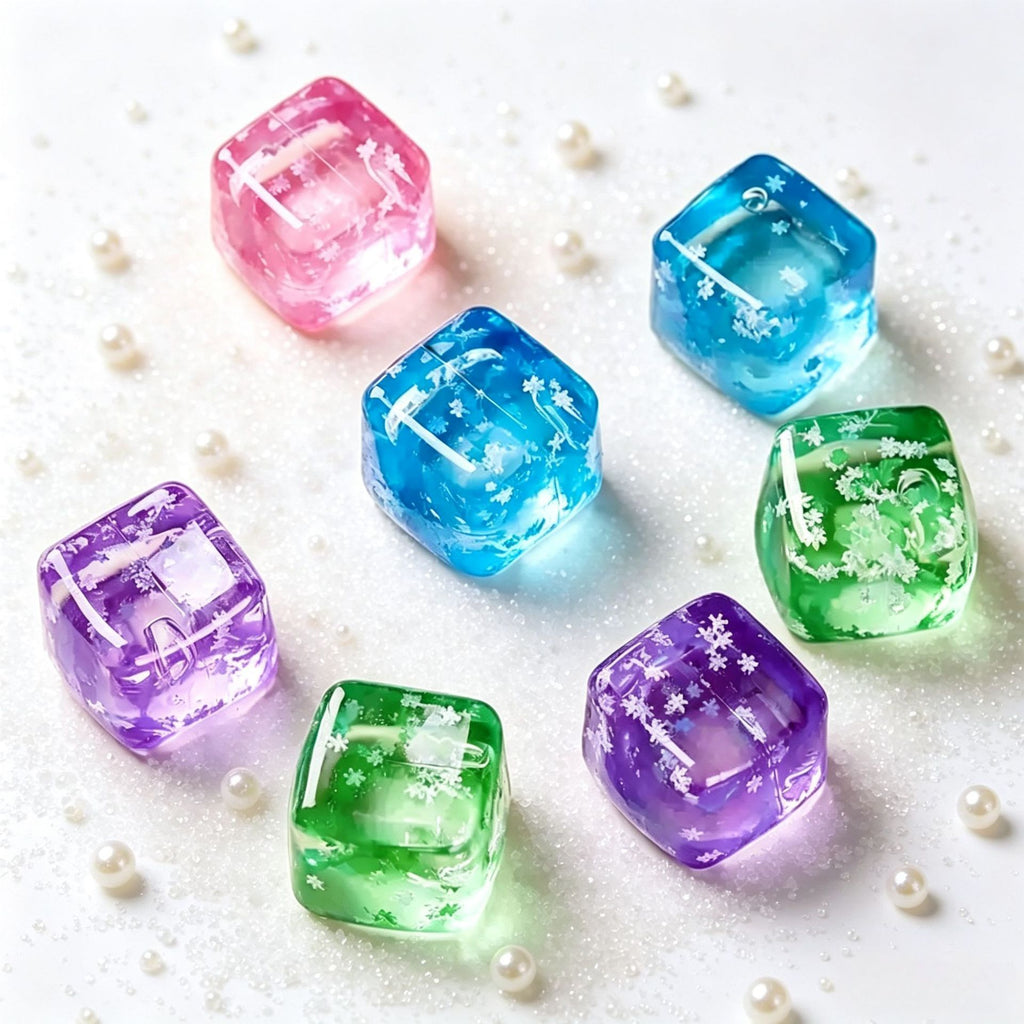 Blue Glitter Snowflake Ice Cube Squishy Toy
