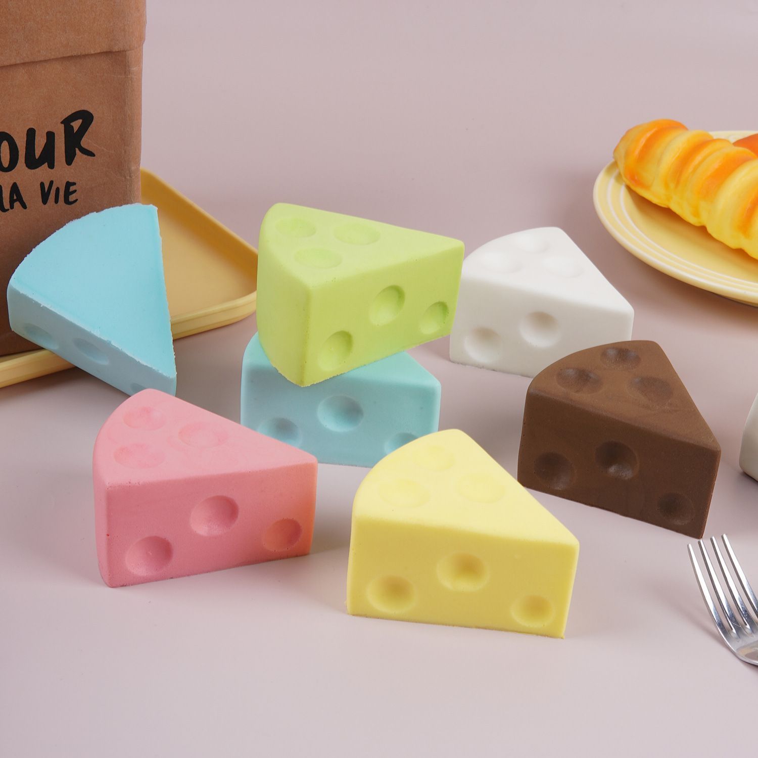 7.5cm Yellow Triangle Cheese Squishy Toy