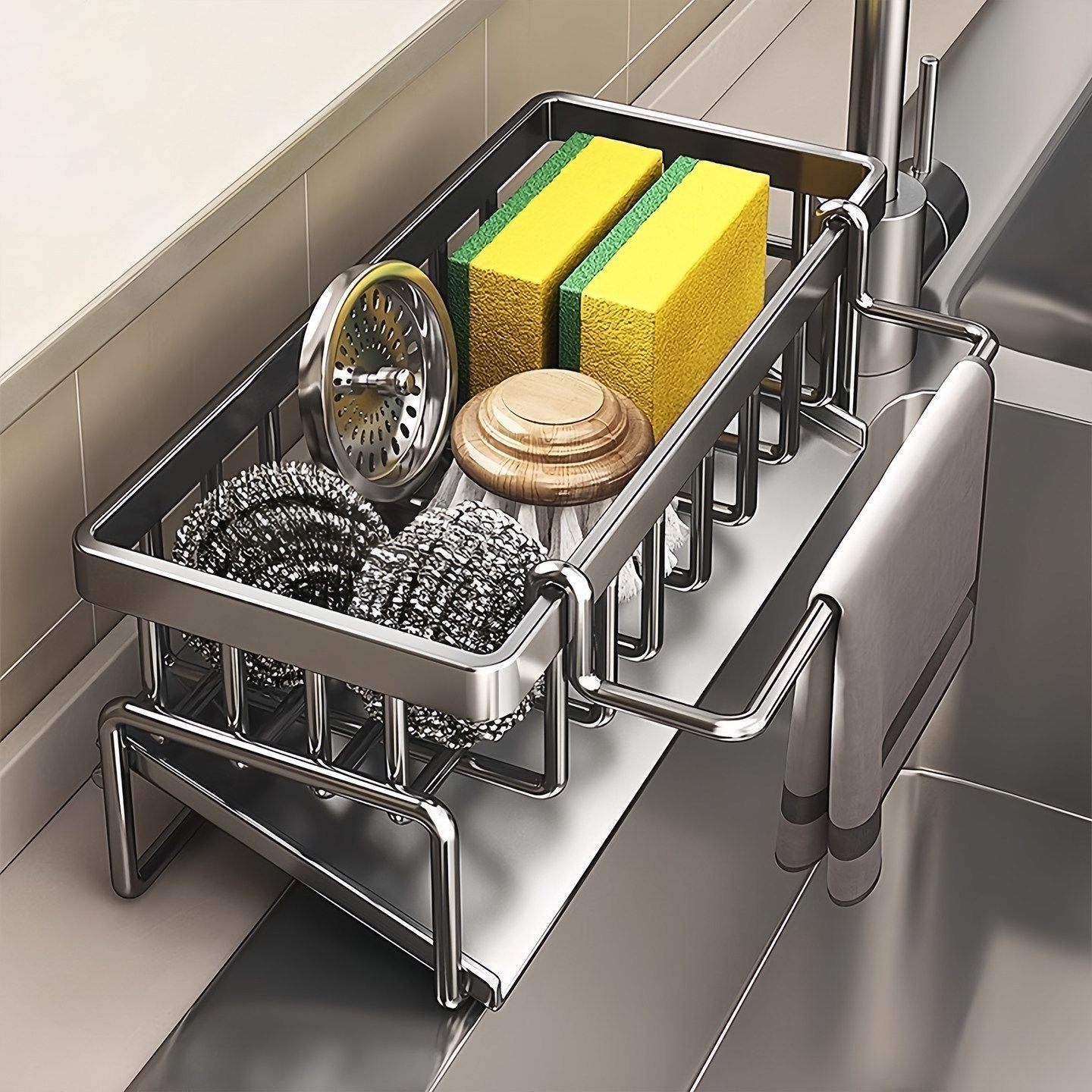 Low Profile Tilted Dish Drying Rack Black 01
