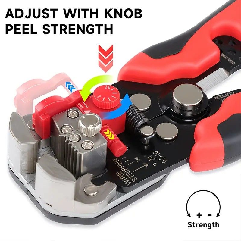 Multifunctional Wire Stripper, Five-in-One All-Purpose, Widely Compatible with 7-24 AWG, Intelligent Adjustment for Precise Stripping Without Damaging Core, Full Capabilities in Cutting, Crimping, Splitting, and Winding, Essential for Electricians and DIY