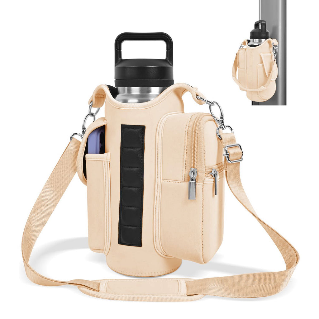 6-Magnet Suction Fitness Water Bottle Bag: Comes with Phone Pocket + Multi-Pocket Crossbody Design, Adjustable Shoulder Strap, Compatible with Treadmill and Squat Rack, Thickened Wear-Resistant Sports Essential/pink