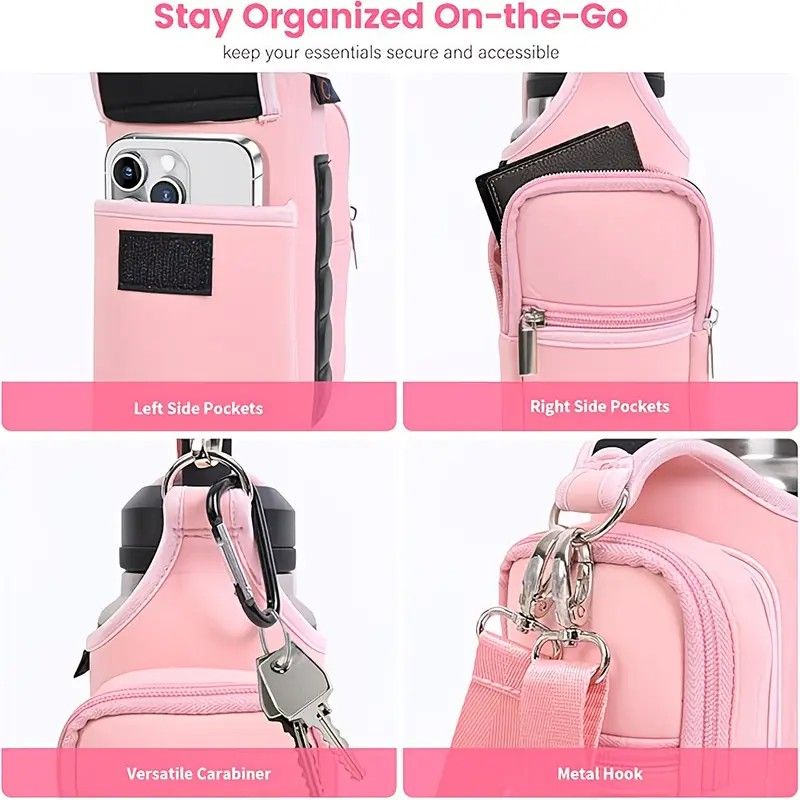 6-Magnet Suction Fitness Water Bottle Bag: Comes with Phone Pocket + Multi-Pocket Crossbody Design, Adjustable Shoulder Strap, Compatible with Treadmill and Squat Rack, Thickened Wear-Resistant Sports Essential/BLUE