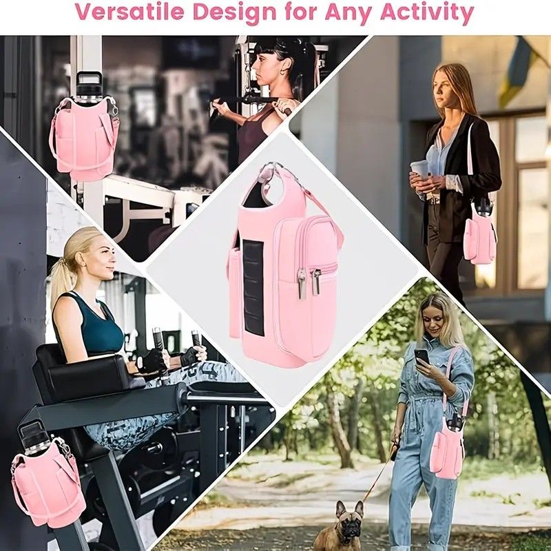 6-Magnet Suction Fitness Water Bottle Bag: Comes with Phone Pocket + Multi-Pocket Crossbody Design, Adjustable Shoulder Strap, Compatible with Treadmill and Squat Rack, Thickened Wear-Resistant Sports Essential/BLUE