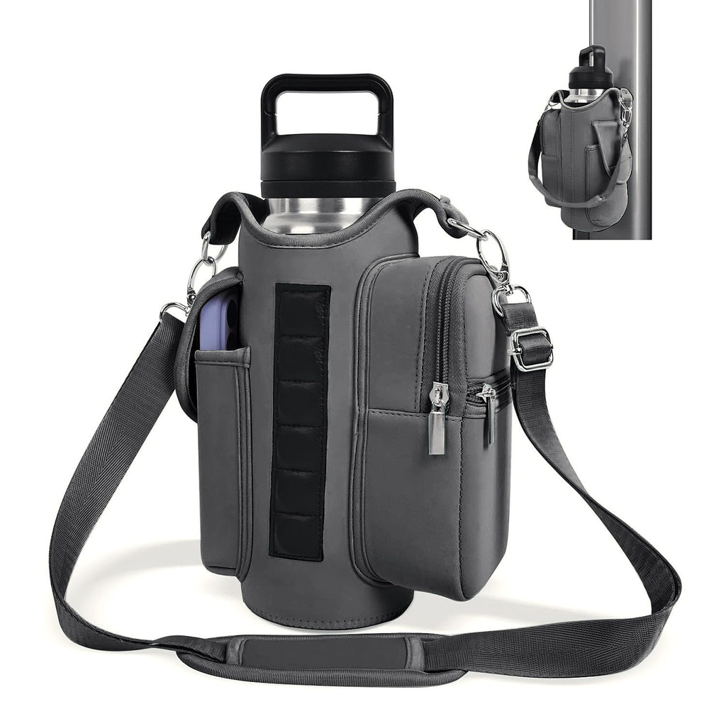 6-Magnet Suction Fitness Water Bottle Bag: Comes with Phone Pocket + Multi-Pocket Crossbody Design, Adjustable Shoulder Strap, Compatible with Treadmill and Squat Rack, Thickened Wear-Resistant Sports Essential/beige