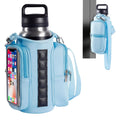 Transparent Single Row 6 Magnet Fitness Water Bottle Bag: HD touchscreen phone pocket, multi-pocket storage, thickened wear-resistant material securely attaches to equipment, one bag handles all sports and travel needs./BLUE