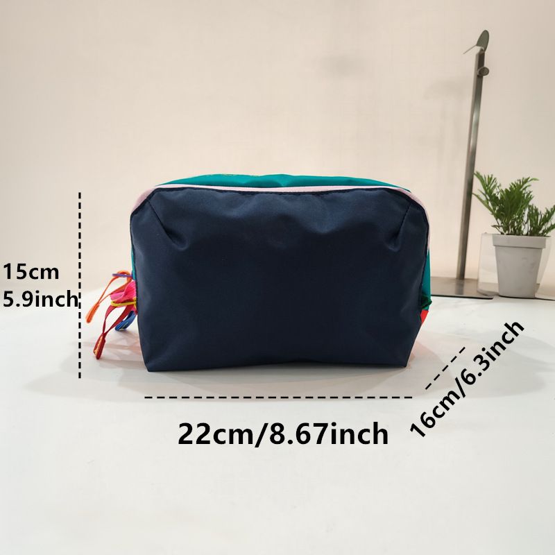 Dopamine Color-Blocking Cosmetic Bag, waterproof with large capacity, layered storage for skincare and makeup, easy opening and closing with drawstring zipper, essential sweet storage item for travel and commuting./(front) light powder (back) deep purple