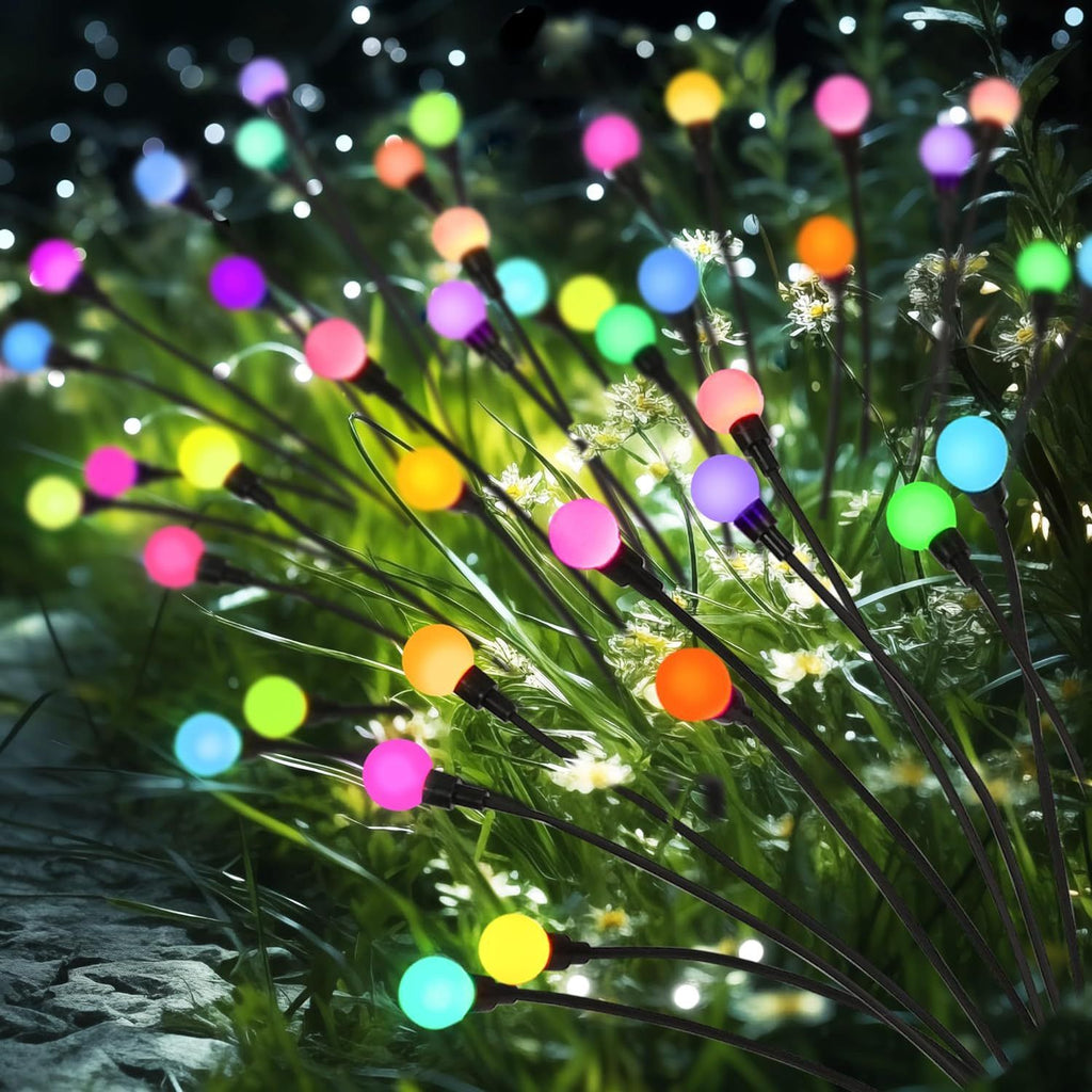 Solar Firefly Wind Light: Charges during the day, glows at night. Sways in the wind like dancing fireflies, lighting up your yard with romance./6 lamp holder [color] is always on