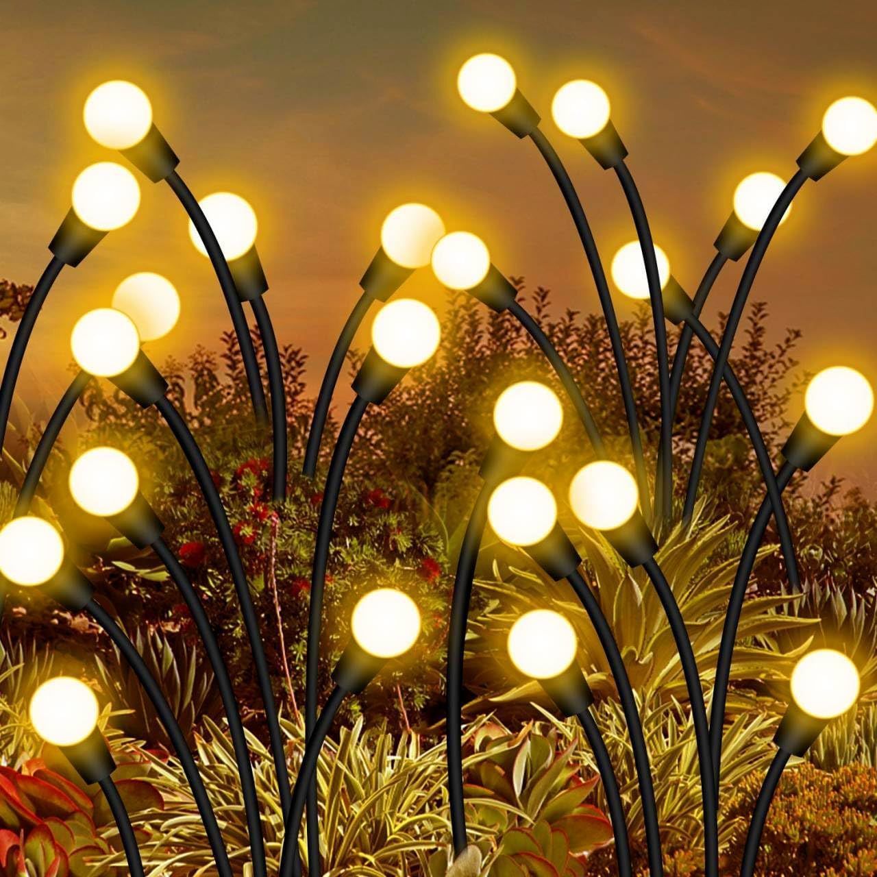 Solar Firefly Wind Light: Charges during the day, glows at night. Sways in the wind like dancing fireflies, lighting up your yard with romance./6 lamp holder [color] is always on