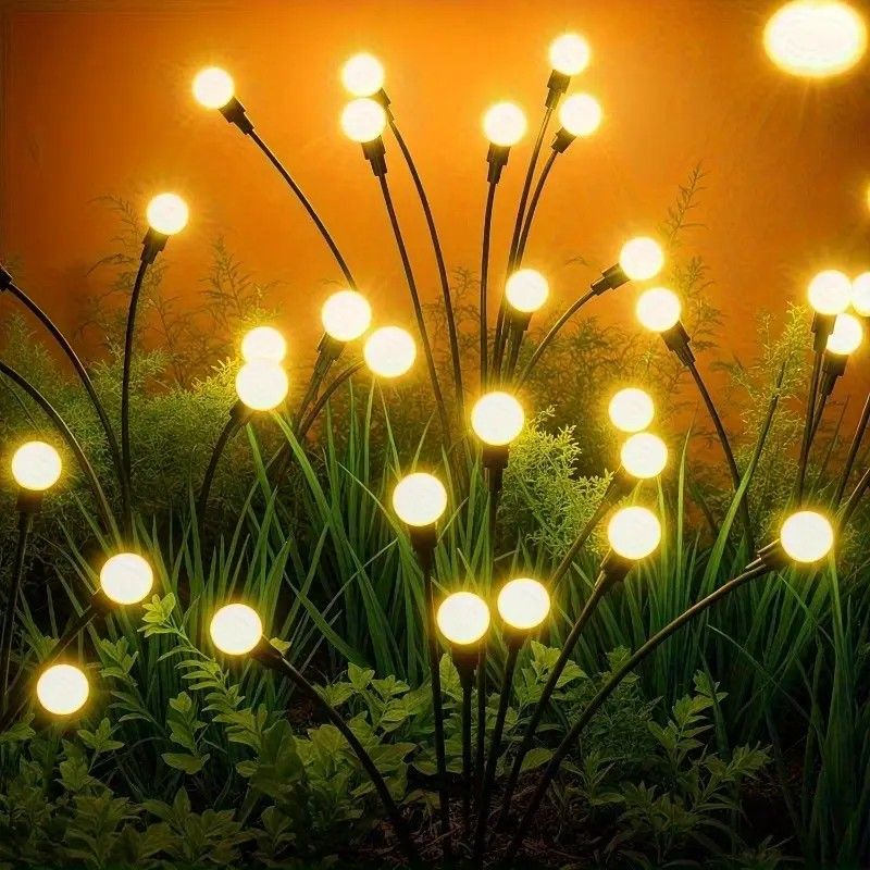 Seven Branch Solar Lily Light: Charges during the day, glows at night. Seven lilies bloom together, soft light flows like water through your garden./10 lamp holder [warm light] is always on