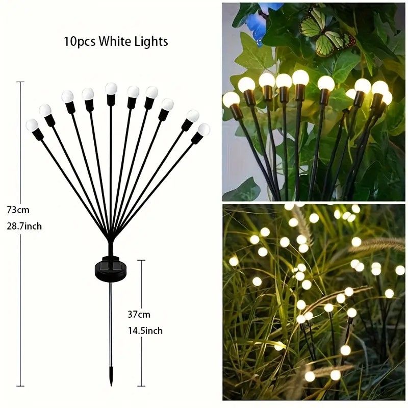 Seven Branch Solar Lily Light: Charges during the day, glows at night. Seven lilies bloom together, soft light flows like water through your garden./10 lamp holder [warm light] is always on