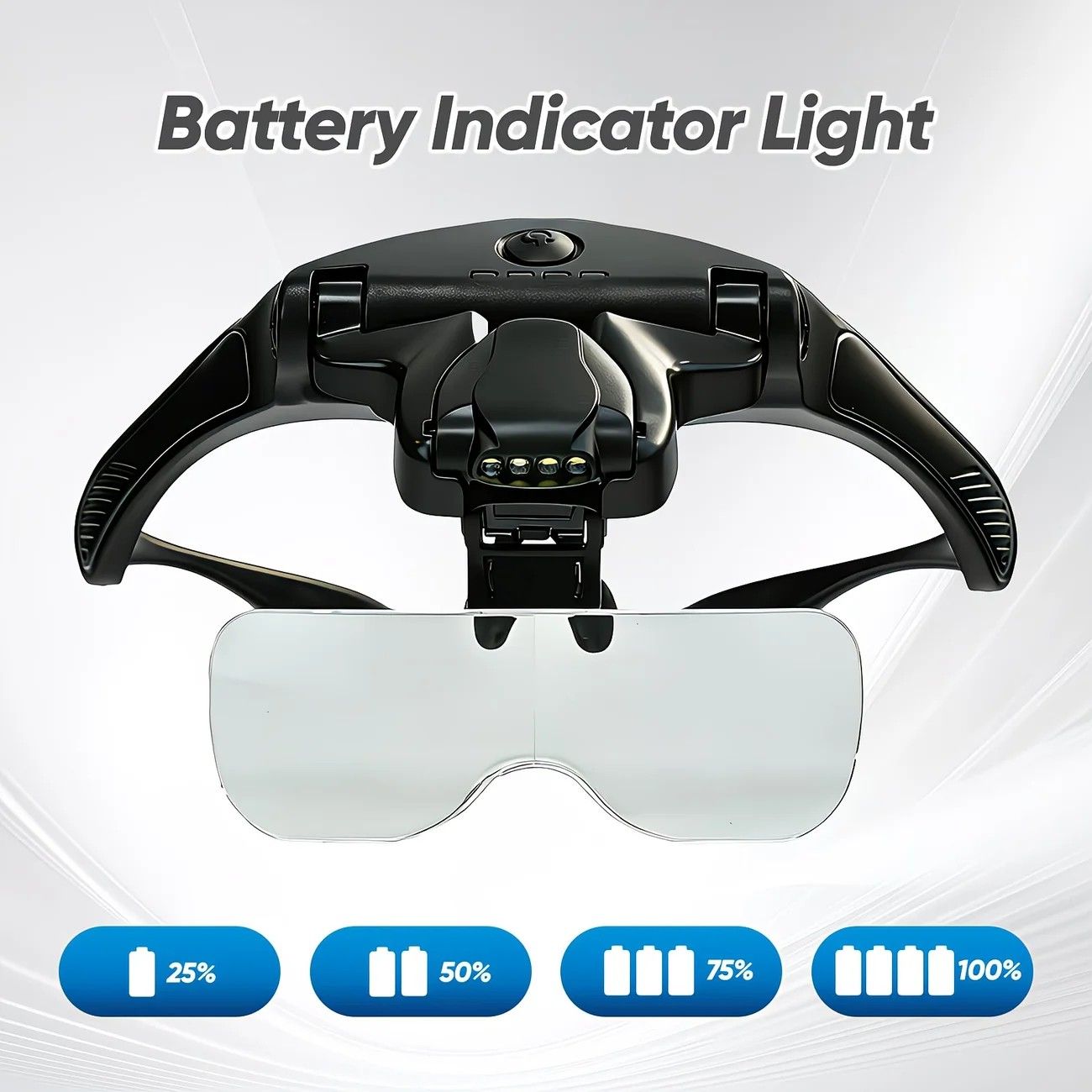 Head-mounted rechargeable magnifier, high-definition lenses with LED lighting, dual wearing modes for flexible switching, full-dimensional adjustment for precision work, lightweight, scratch-resistant, and durable, long battery life supporting repair and