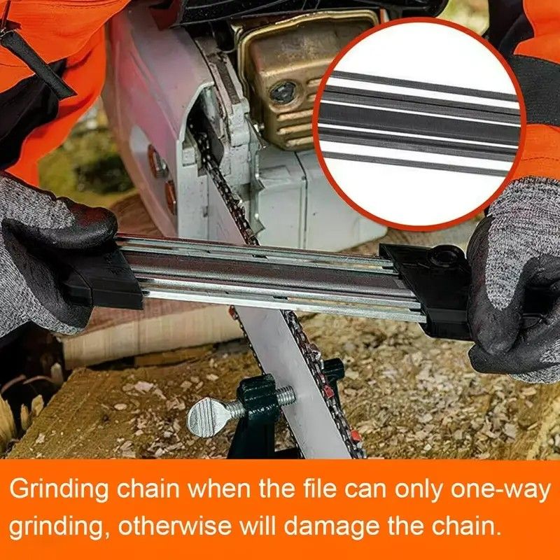Chain saw file: upgraded lightweight, battery-free and portable, precision sharpening for 3/8-inch saw chain, single-direction reciprocating operation, essential tool for outdoor gardening and forestry maintenance.(White-with 4.0 file)