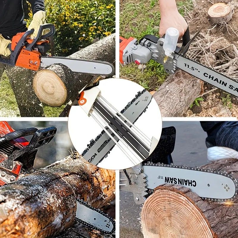 Chain saw file: upgraded lightweight, battery-free and portable, precision sharpening for 3/8-inch saw chain, single-direction reciprocating operation, essential tool for outdoor gardening and forestry maintenance.(Blue-with 4.0 file)