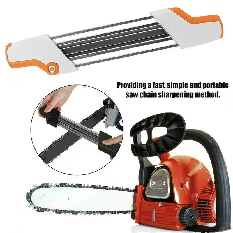 Chain saw file: upgraded lightweight, battery-free and portable, precision sharpening for 3/8-inch saw chain, single-direction reciprocating operation, essential tool for outdoor gardening and forestry maintenance.(Blue-with 4.0 file)