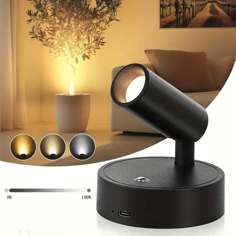 Drill Free Magnetic Charging Spotlight, 2000mAh Long Battery Life Touch Dimming, 350 Degree Rotation Multi Scene, Easily Create Home Ambiance/white