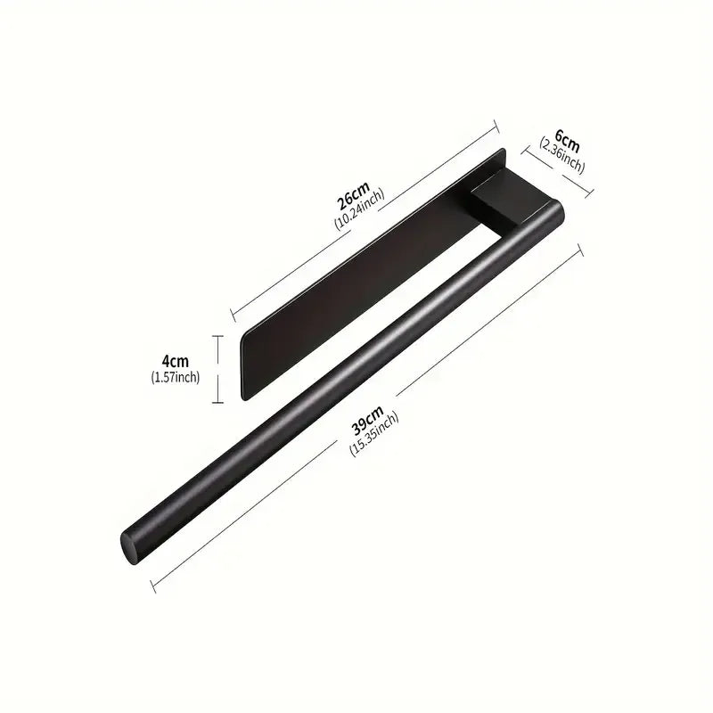 Stainless steel drill-free towel bar, rust-proof and durable, strong adhesive installation, super convenient for hanging towels in bathroom and kitchen../black