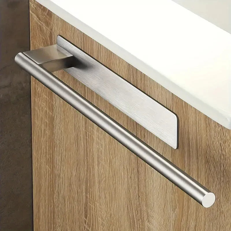 Stainless steel drill-free towel bar, rust-proof and durable, strong adhesive installation, super convenient for hanging towels in bathroom and kitchen../black