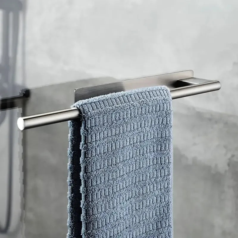 Stainless steel drill-free towel bar, rust-proof and durable, strong adhesive installation, super convenient for hanging towels in bathroom and kitchen../inherent