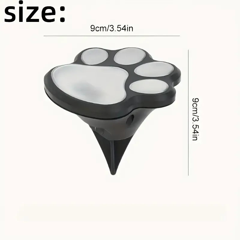 4PCS Dog Paw Solar Ground Light: Realistic paw print design, solar powered, auto on at night. Add warmth and charm to your garden pathway./white light