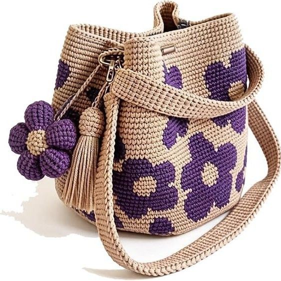 Hand crocheted flower tote bag, can be worn as shoulder bag, crossbody bag, or carried by hand, the perfect choice for everyday outings with a stylish vibe./YELLOW