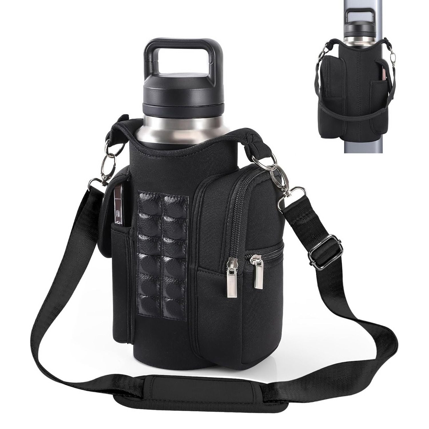 Double Row 12 Magnet Sports Water Bottle Bag: Magnetic attachment stays rock-solid, multi-scenario compatibility frees your hands, thickened wear-resistant fabric with thoughtful details, making sports and travel worry-free and efficient./PINK