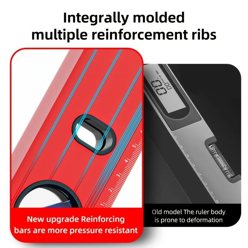 500mm Digital Level with Backlit LCD Display, Strong Magnetic Base, and Heavy-Duty Aluminum Alloy Material