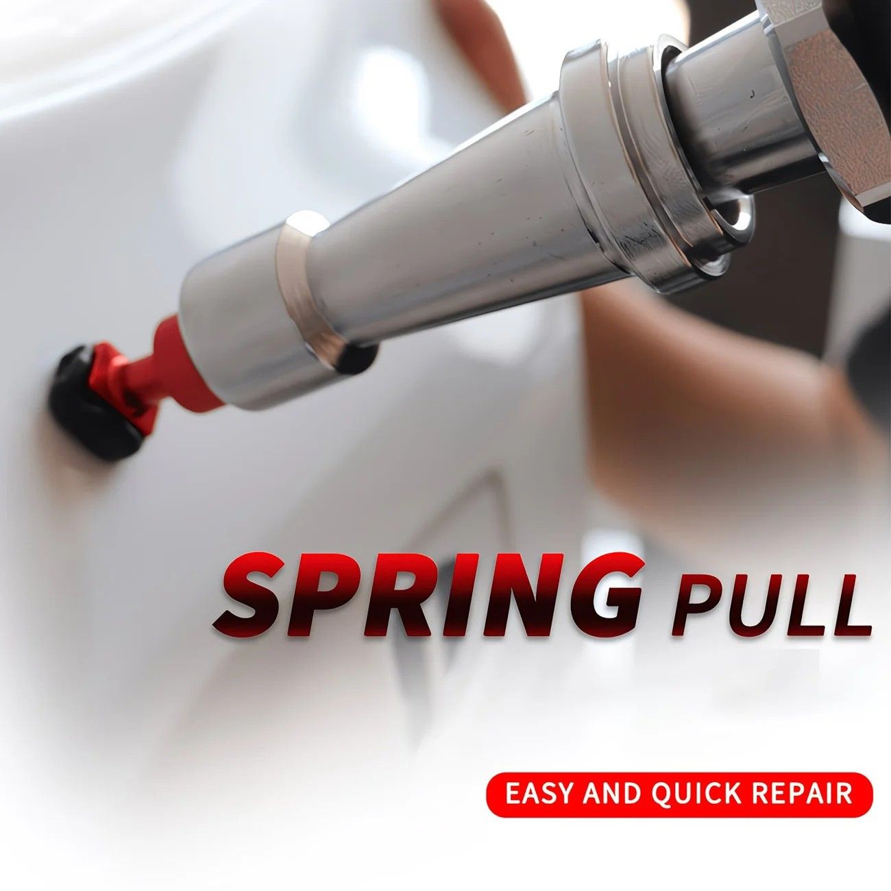 Paintless Dent Repair Puller, built-in powerful spring for automatic rebound, telescopic rod adapts to multiple scenarios, three-step operation for easy dent repair, labor-saving, efficient, and paint-friendly.（Spring tension hammer）