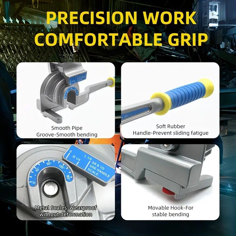 Multifunctional Manual Tube Bender, 0-180° Precision Bending, Compatible with Three Pipe Diameters, Effortless and Easy to Operate