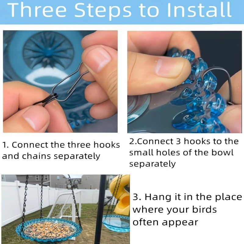 Chain-hung Double-layer Bird Feeder, transparent bowls for easy observation, thickened iron chain for stable load-bearing, adding natural vitality and bird-watching fun to your courtyard.(PINK)