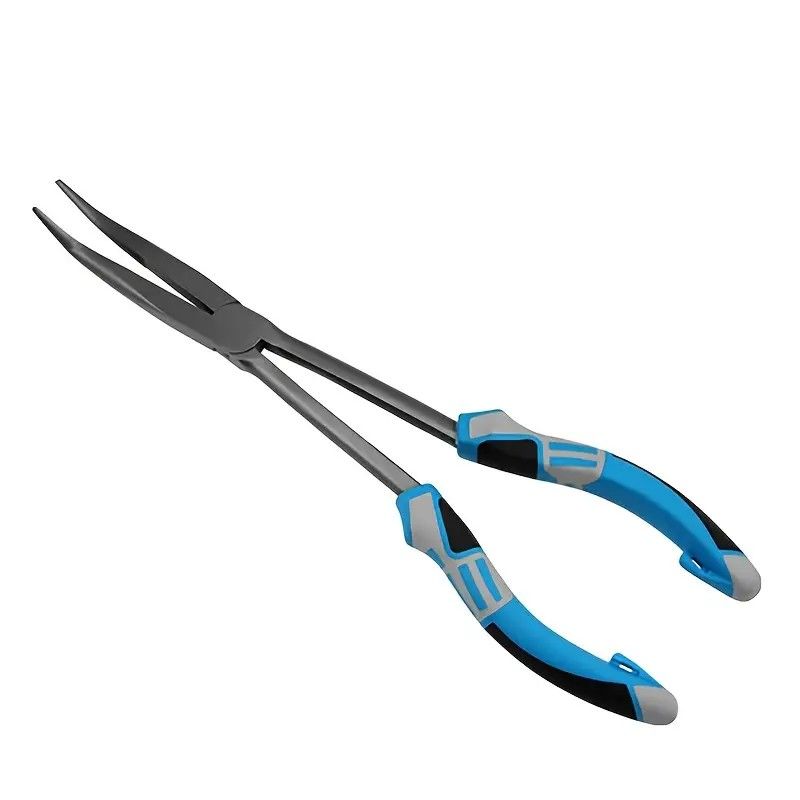Multi-functional Fishing Pliers - Long Nose, Rust-proof & Anti-slip, Easy Hook Removal & Fish Control（Blue straight pliers）