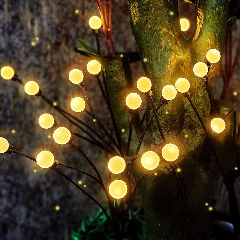 Solar Firefly Wind Light: Charges during the day, glows at night. Sways in the wind like dancing fireflies, lighting up your yard with romance./8 lamp holder [warm light] is always on