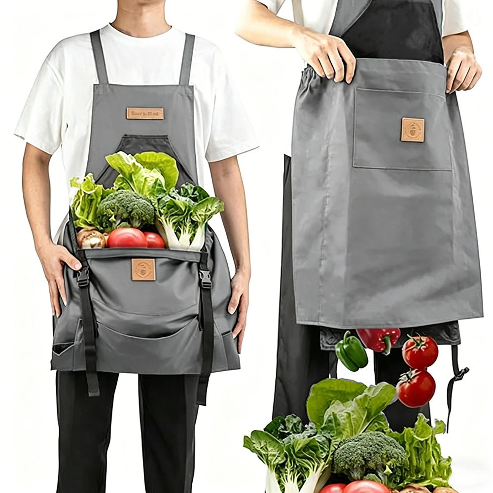 Oxford Cloth Waterproof Gardening Apron, Large Capacity Kangaroo Pocket, Cross Back Straps Comfortable, Great Helper for Picking and Weeding(purple)