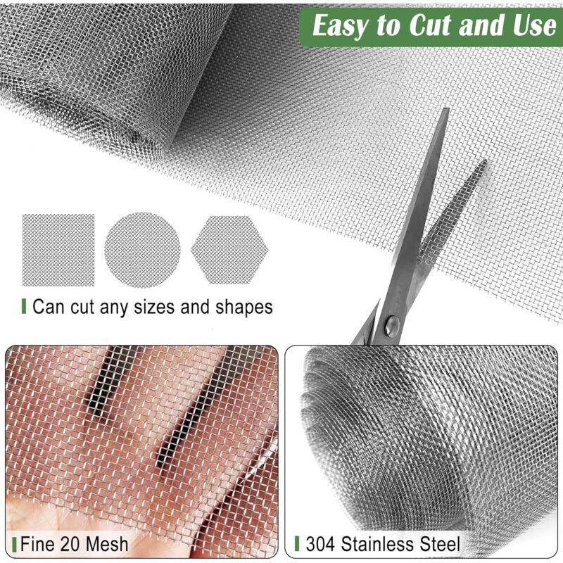 304 Stainless Steel Mesh 20 Mesh 60x200cm Insect Rodent Proof Garden Guard