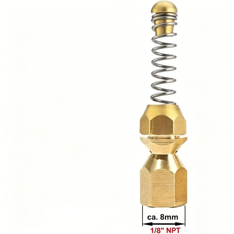 Pipe Cleaning Nozzle L Spring Spiral, Rotary, spiral1 and rigid2, 0.125 in