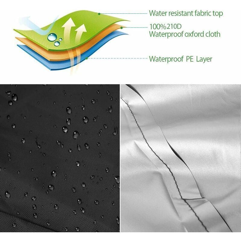 210D Oxford Waterproof Stacking Garden Chair Cover Black, 210D, Protective Cover for Outdoor Patio Chairs with Adjustable Rope, 114x85x65cm