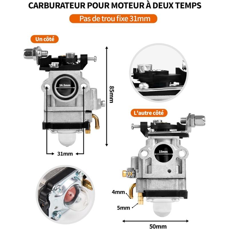 Carburettor for Brush Cutter 43cc 49cc 52cc TB43 1E40F BC520 CG430 CG520