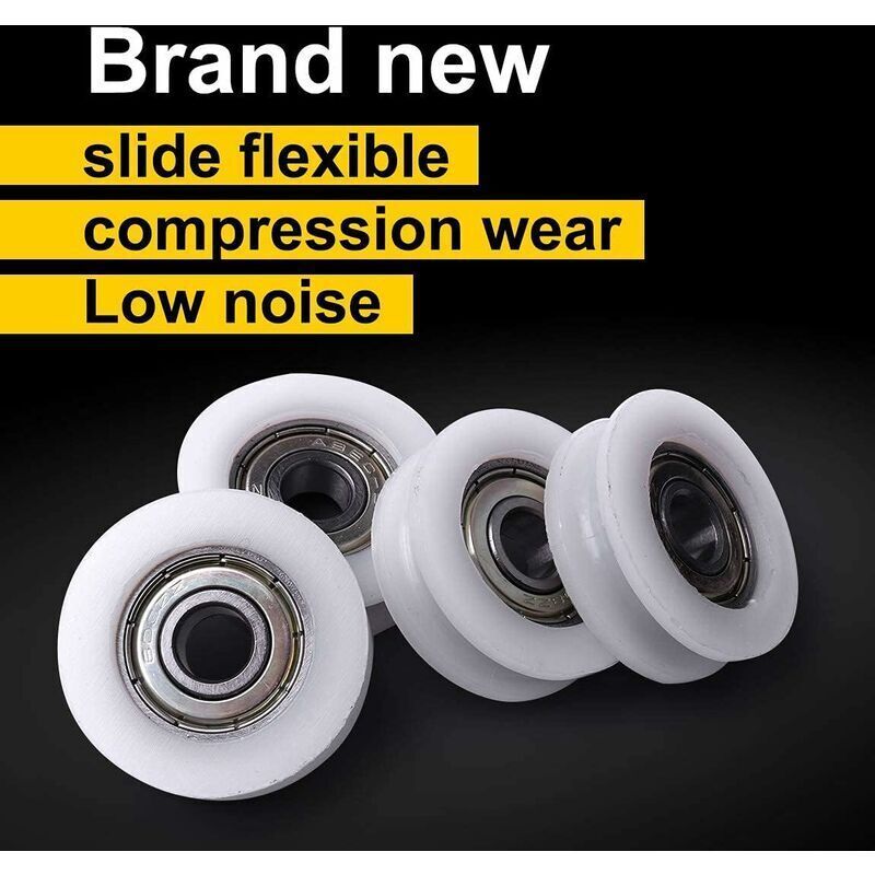 10 Pcs Ball Bearing U Shape Groove Guide Pulley Ball for Furniture White, 6x24x9mm