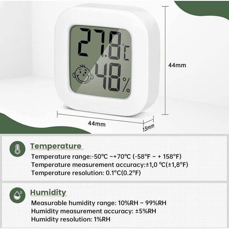 Pack Interior Thermometer Mini Hygrometer Temperature Monitor with Air Icon Comfortable for Kitchen Baby Room Greenhouse Office