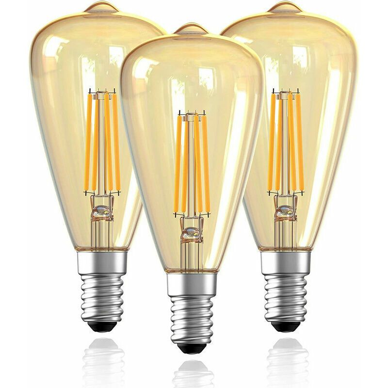 3x E14 Edison LED Bulbs ST48 4W Warm White Vintage Filament Retro Lamp