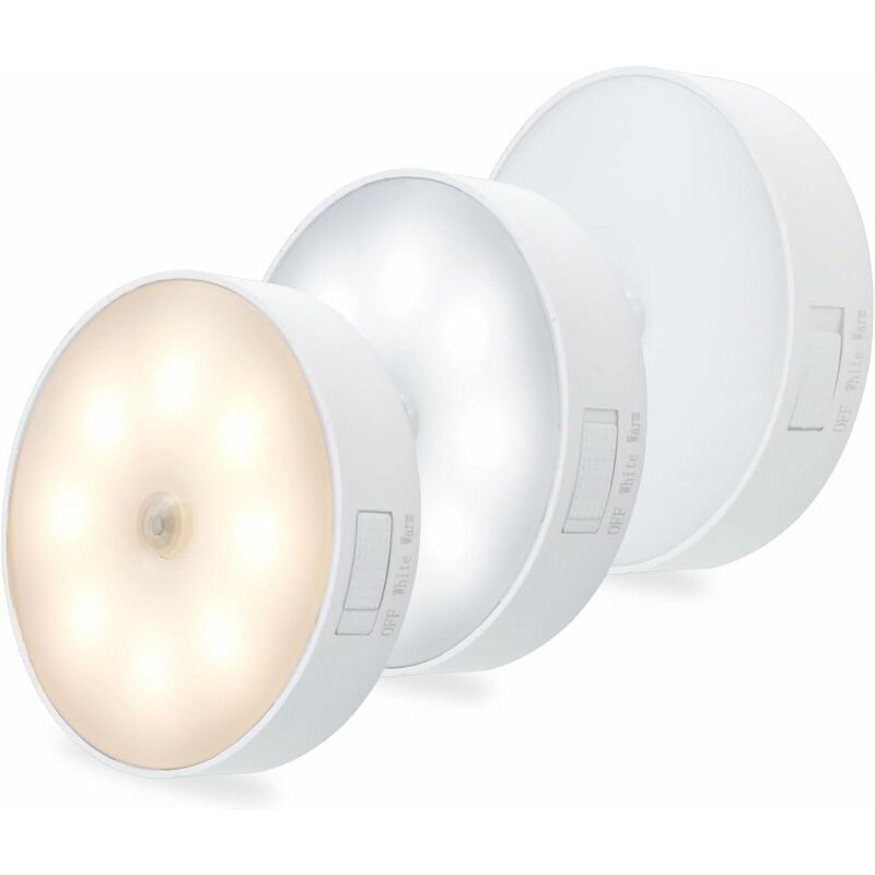 3x USB Rechargeable Motion Sensor LED Night Lights Indoor Stairs Garage