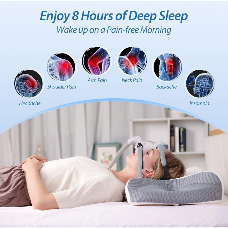 CPAP Memory Foam Pillow Side Sleeper Reduces Mask Pressure Air Leaks