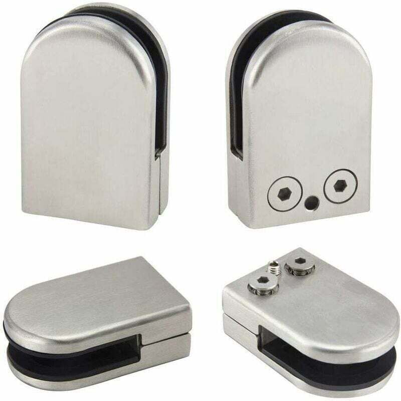 4x Stainless Steel Glass Clamp Brackets 68mm Flat Back for Balustrade