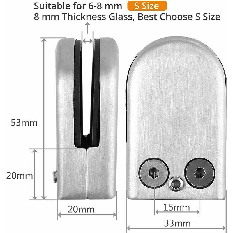 4x Stainless Steel Glass Clamp Brackets 68mm Flat Back for Balustrade