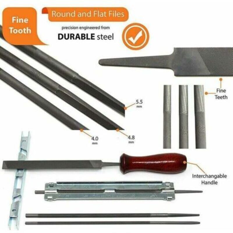 Chainsaw Sharpening File Kit 4mm 4.8mm 5.5mm Round Flat Files Set