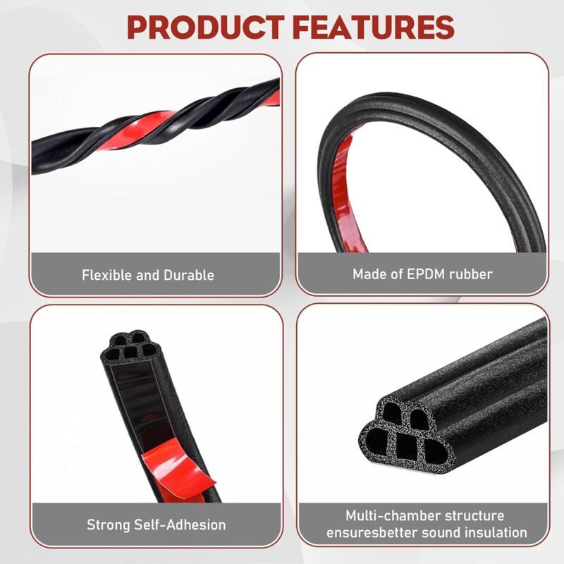 Car Door Gasket Self-Boats Trucks, Recreational Vehicles Adhesive Car Door Gasket Rubber Gasket Protection, 5M