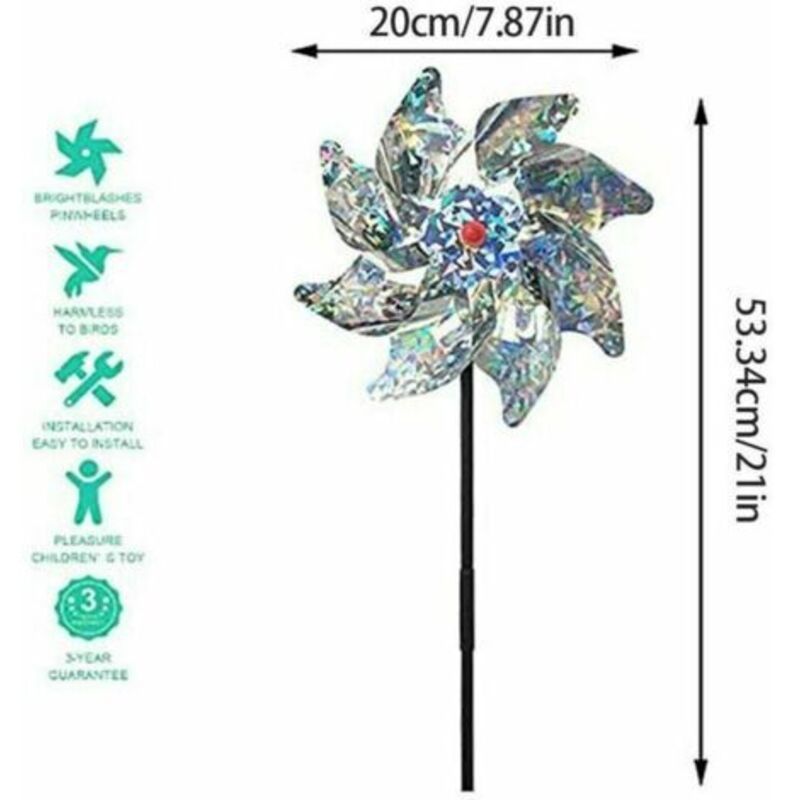 10x Reflective Windmill Bird Deterrents Garden Pigeon Scarer Anti-Bird
