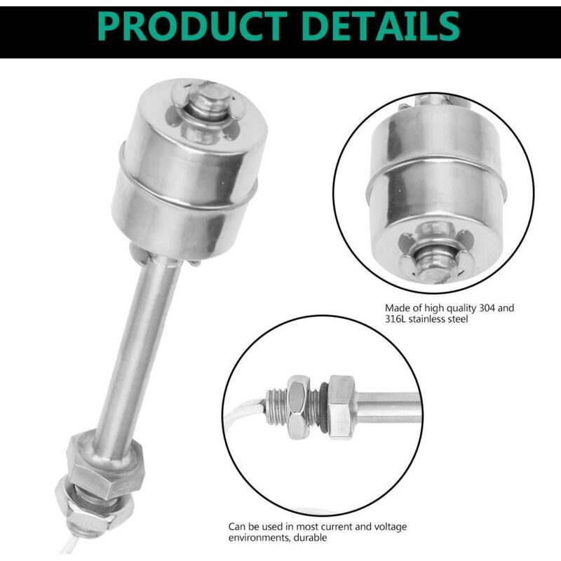 Stainless Steel Float Switch Liquid Level Sensor 100mm Heat Resistant